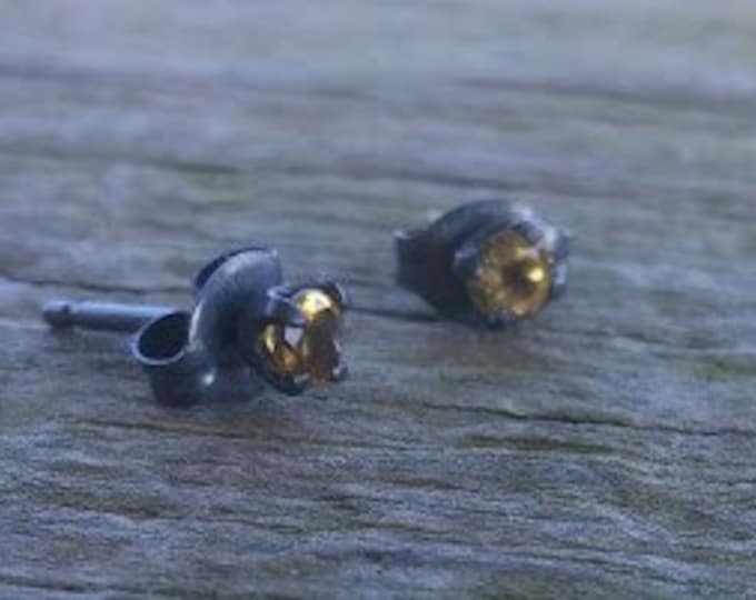 Tiny Oxidized Citrine Studs