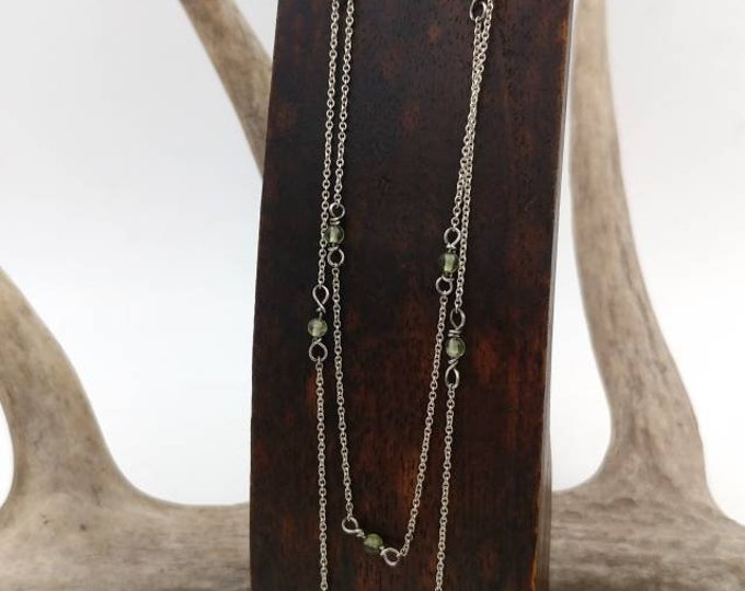 Dainty Sterling Silver And Peridot Chain