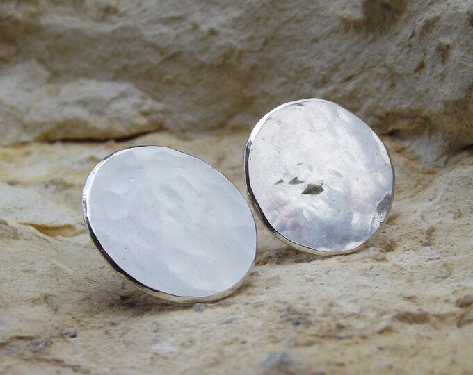 Round Silver Stud Earrings