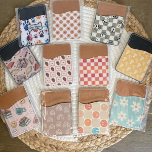 Titular de la tarjeta de la cartera del teléfono-Stick en la cartera del teléfono-Cartera de la tarjeta-Monedero de la tarjeta retro-Stick en el titular de la tarjeta-Regalo-Boho-Retro-A cuadros