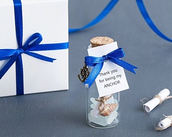 My anchor message in a bottle, Personalized gift for him or her, Miniature wish jar, Birthday boyfriend gift, Love gift / L