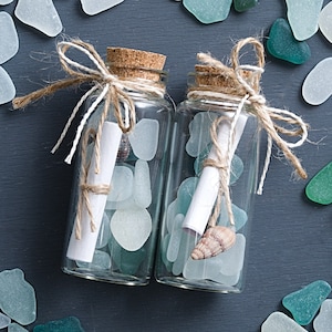 Message in a corked bottle 2 15/16&quot;, Beach wedding favors, Love note gift, Memory keepsake, Beach decor, Personalised Housewarming gift / L