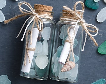 Message in a corked bottle 2 15/16", Beach wedding favors, Love note gift, Memory keepsake, Beach decor, Personalised Housewarming gift / L