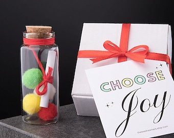 Choose Joy Message in a Bottle Gift, Mini Glass Bottle with Positive Quote for Inspirational Keepsake, Meaningful Small Gift