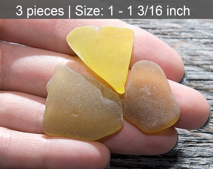 Extremely Rare Yellow Sea Glass 3pcs. Amber Sea Glass. Pendant Etsy
