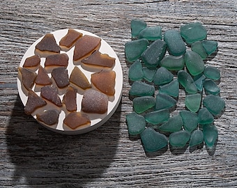 Teal and Brown sea glass mix 49pcs. Beach jewelry supplies. Matched beach glass Art. Craft project. Sun catchers glass. Sea glass frame art