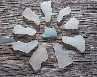 Wavy sea glass 10pcs. Sea glass art. Pendant sized sea glass. Wedding glass. Craft jewelry supplies. Sea glass decor. Sea glass for jewelry