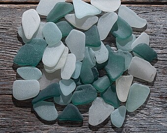 White, Blue and Teal sea glass 45pcs, Beach glass crafting, Beach house decor, Sea glass decor, Summer keepsake