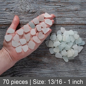 White blue sea glass bulk 70pcs. MEDIUM sea glass. Wedding sea glass, Beach house decor zdjęcie 1