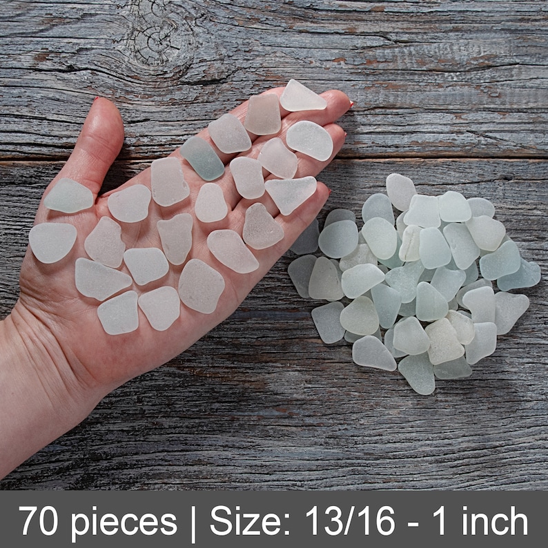 White blue sea glass bulk 70pcs. MEDIUM sea glass. Wedding sea glass, Beach house decor zdjęcie 1