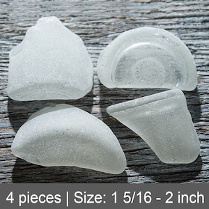 Enormes fondos de botellas de vidrio marino blanco, 4 piezas, piezas grandes de vidrio marino grueso, candelabro, base de botella de vidrio de playa, escritura en vidrio marino, arte en vidrio