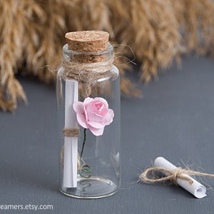Message rose rose dans une bouteille, Soyez ma demoiselle d'honneur, Faire-part de fille d'honneur, Faire-part de bébé, Cadeau souvenir, Soyez ma demoiselle d'honneur, Carte de mariage