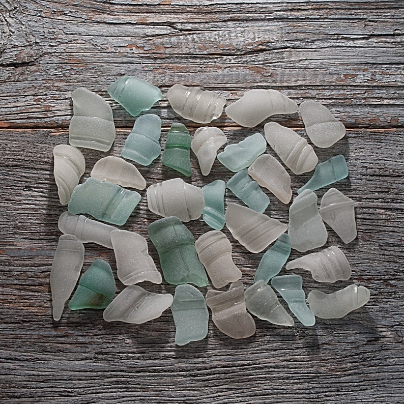 Large Bottlenecks sea glass set 35pcs. Jewelry making. Beach glass for art, crafting. Bottle rims. Bottle necks. Bottle lips. image 6