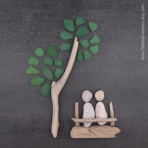 DIY Pebble Art Kit – Couple on a bench under a tree – Handmade Nature Inspired Craft Kit