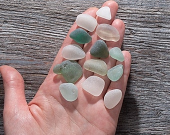 Frosted beach glass finds 13pcs, Bottle bottom fragments, Real sea glass, Cabochons shaped beach glass art. Glass  jewelry supplies