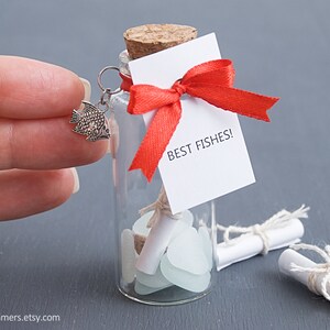 Mensaje de MEJOR PECES en una botella con corcho - Regalos para fiestas en la playa - Recuerdos - Regalo de cumpleaños personalizado - Invitación para fiestas / L