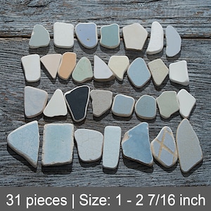 Coloured beach pottery pieces 31pcs. Authentic sea pottery for beach jewelry, Mosaic, Table decor projects