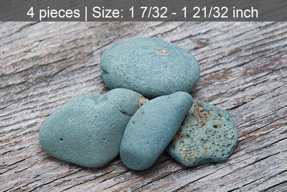 Rare Blue Slag Pebbles 4pcs Beach Party Fawor Colorful Etsy