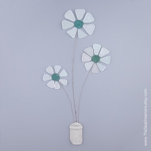 DIY Sea Glass Flower Art Kit – Make Your Own Seaside Wall Decor with Natural Beach Glass – Craft Gift for Adults & Teens