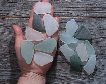 Large sea glass mix 17pcs. Real beach glass for jewelry,  craft, Place cards, Name tag