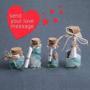 Message dans une bouteille, message personnalisé, cadeau d'amour pour elle ou lui, cadeaux, carte Je t'aime, cadeau de mariage sur la plage