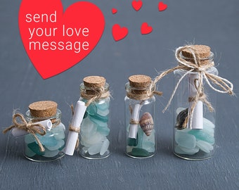 Message in a Bottle, Personalized message gift, Love gift for Her or Him, Party favours, I love you card, Beach wedding gift