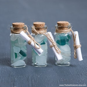 Message with a bottle, Beach wedding party favours, Love note Secret message in jar, Memory keepsake, Personalised beach gift / M