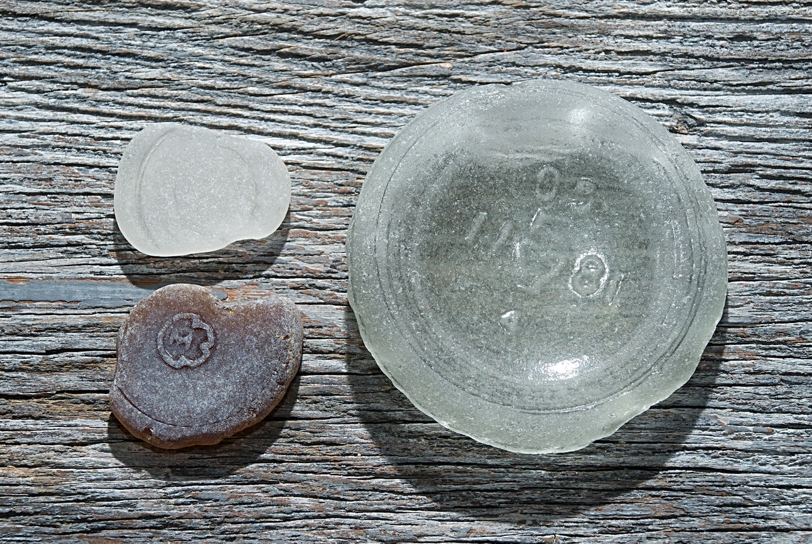 Bottle Bottoms 3pcs Round Beach Glass Large Sea Glass Etsy