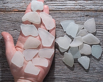 LARGE Blue White sea glass 25pcs, Beach glass art, Beach party decor, Pastel sea glass, Wedding guest book, Escort cards, Sea glass sings