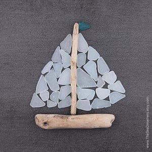 DIY Seeglas Segelboot Kit - Kieselstein Kunst Handwerk Set für Wohnkultur, Küstenwandkunst, handgemachtes nautisches Geschenk