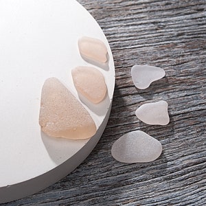 Rare beige sea glass 6pcs. Beach glass crafting. Pendant sized Collectible sea glass. Authentic. Rare beach glass. Memory keepsake