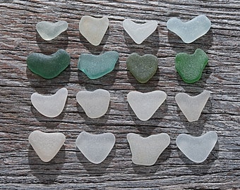 Heart shaped beach glass 16pcs, Beach glass pics art, Sea themed gift, Raw beach finds, Sea glass crafting, Love gift