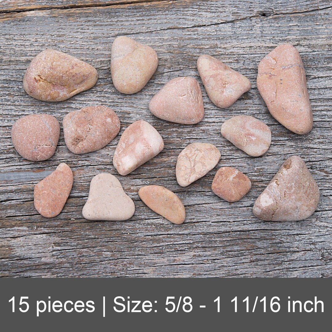Pink Beach Stones 15pcs, Pebble Art Gift, Beach Jewelry Supplies, Zen ...