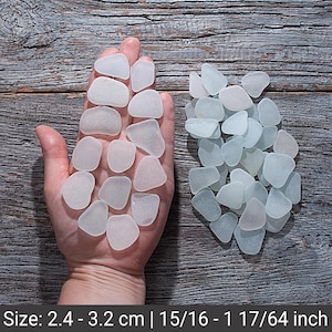 White and blue sea glass 50pcs. Medium beach glass. Wholesale Real sea glass for vase filler, home decor, crafting