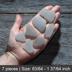 Juego de 7 piezas de vidrio marino gris grande para colección de decoración, arte de vidrio de playa, recuerdo, decoración de vidrio marino, tarjetas de etiqueta de nombre