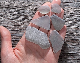 Huge rare gray sea glass piece 6pcs. Sea glass paperweight. Pure beach jewelry supply. Collectible sea glass art