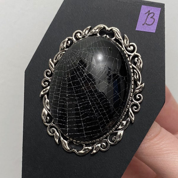 Preserved Spider Web, Gothic Brooch Pin, Spiderweb Taxidermy, OOAK Gothic Jewelry, Real Spiderweb Jewelry, Gothic Pins and Brooches