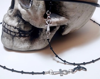 Gothic Ankh Eyeglass Chain: Beaded Chain