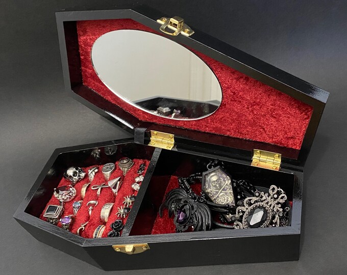 Coffin Jewelry Box Gothic Jewelry Box Velvet Lined 9 Inch Etsy