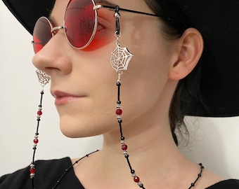 Gothic Skull Eyeglass Chain: Beaded Mask Lanyard - Etsy