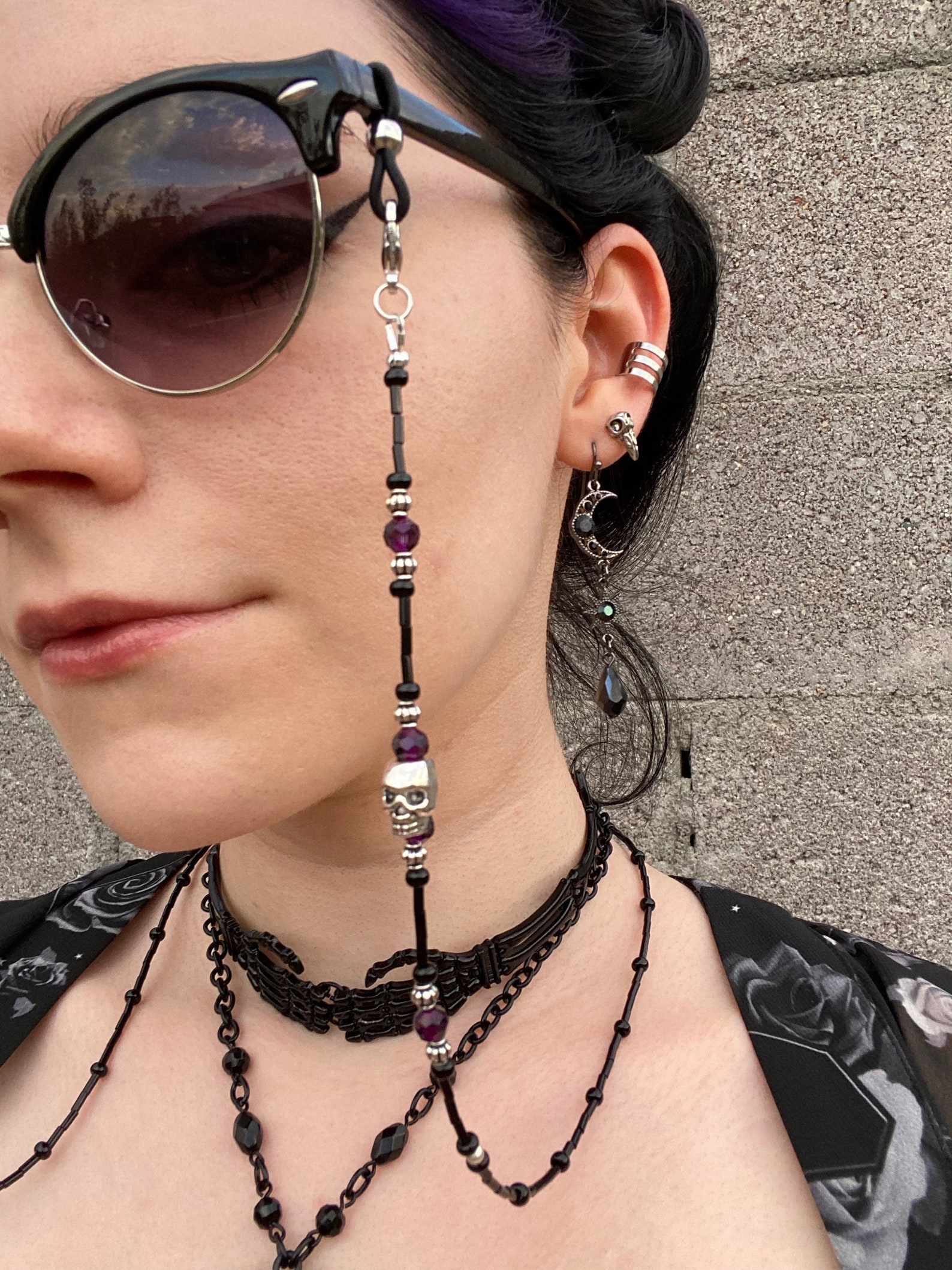 Gothic Skull Eyeglass Chain Skull Mask Chain Lobster Claw Etsy