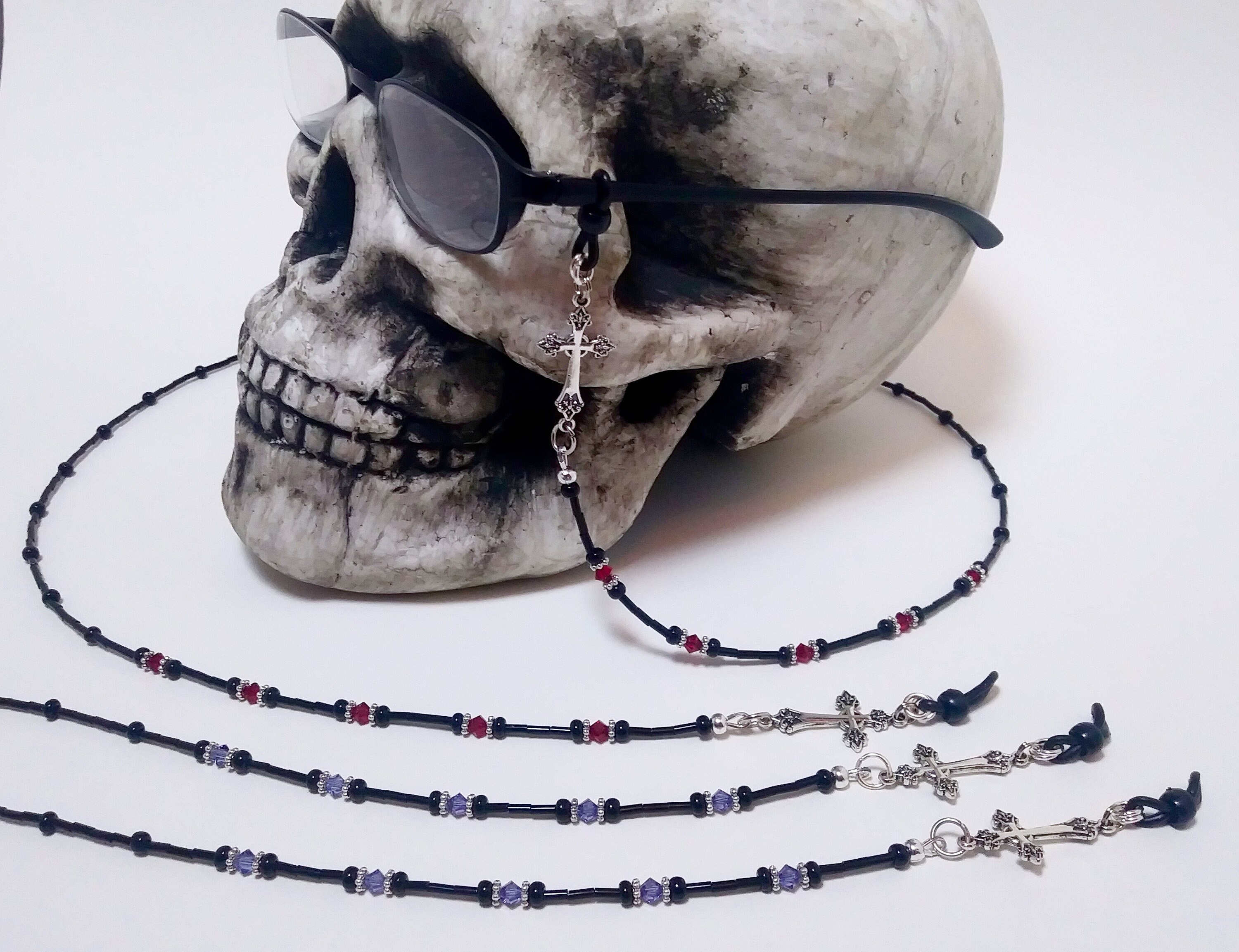 Gothic Cross Eyeglass Chain Gothic Cross Red or Purple Etsy