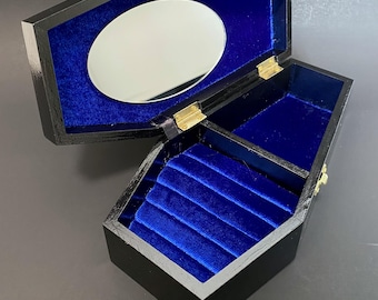 Velvet Lined Coffin Jewelry Box with Mirror - Gothic Decor - 9 inch
