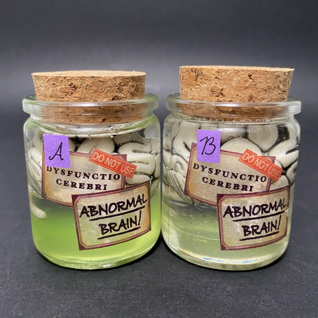 Brain in a Jar, Glow in the Dark, Antiqued Mini Brain, Halloween ...