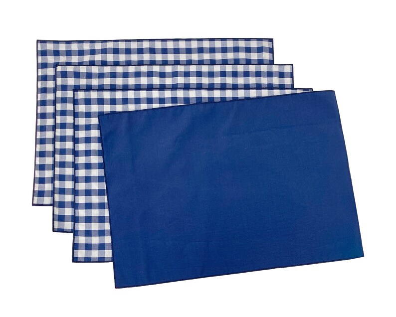 Buffalo Plaid Solid Reversible Rectangle Placemats Set of 4 Etsy