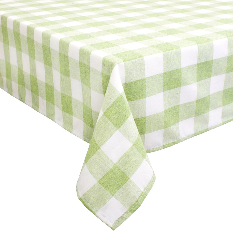 Country Buffalo Check Green Tablecloth Lime Thin Cotton Table Etsy
