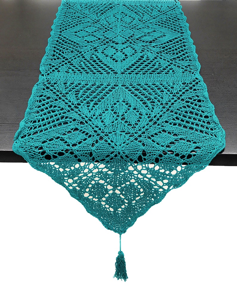 Handmade Crochet Lace Design Cotton Table Runner With Tassels Etsy