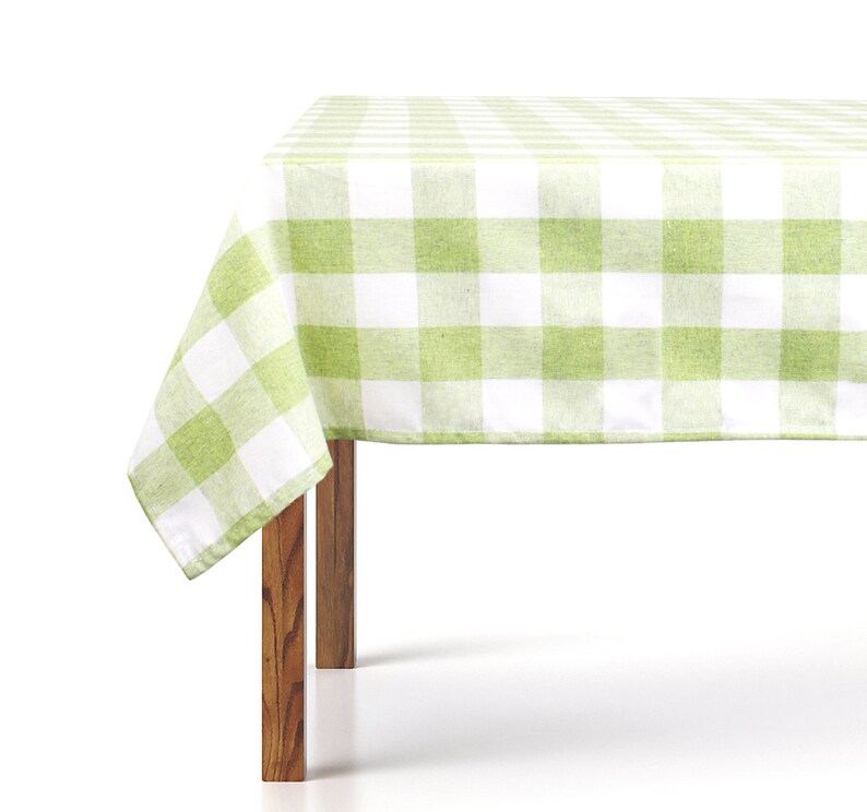 Country Buffalo Check Green Tablecloth Lime Thin Cotton Table Etsy UK