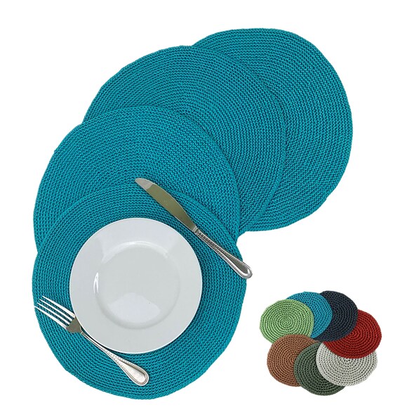 Handmade Crochet Farmhouse Placemats 14 Round Set of 4 Etsy