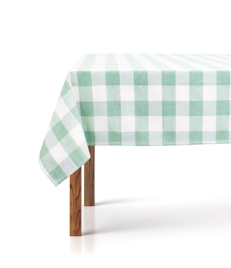 Country Buffalo Check Tablecloth Green Thin Cotton Table Etsy